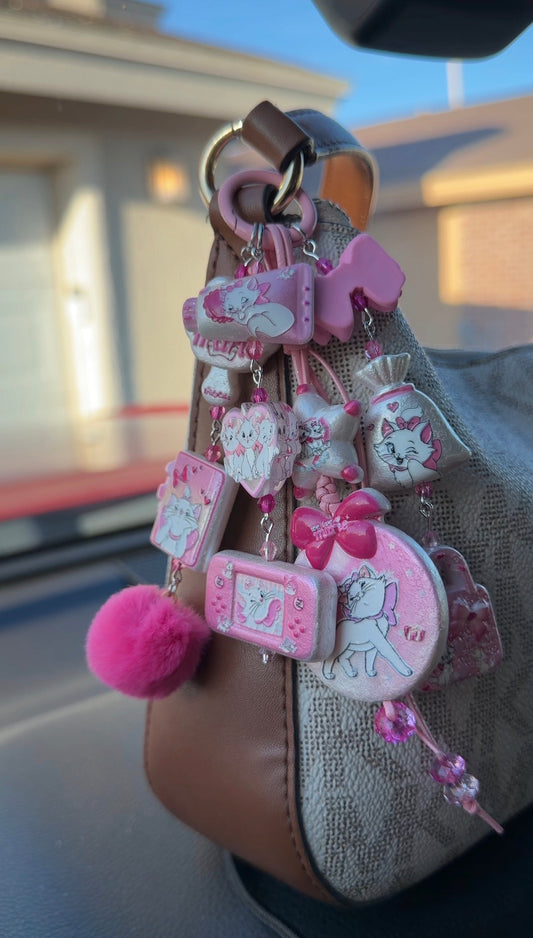 🎀 MARIE CAT CHARM KEYCHAIN — HOT PINK EDITION